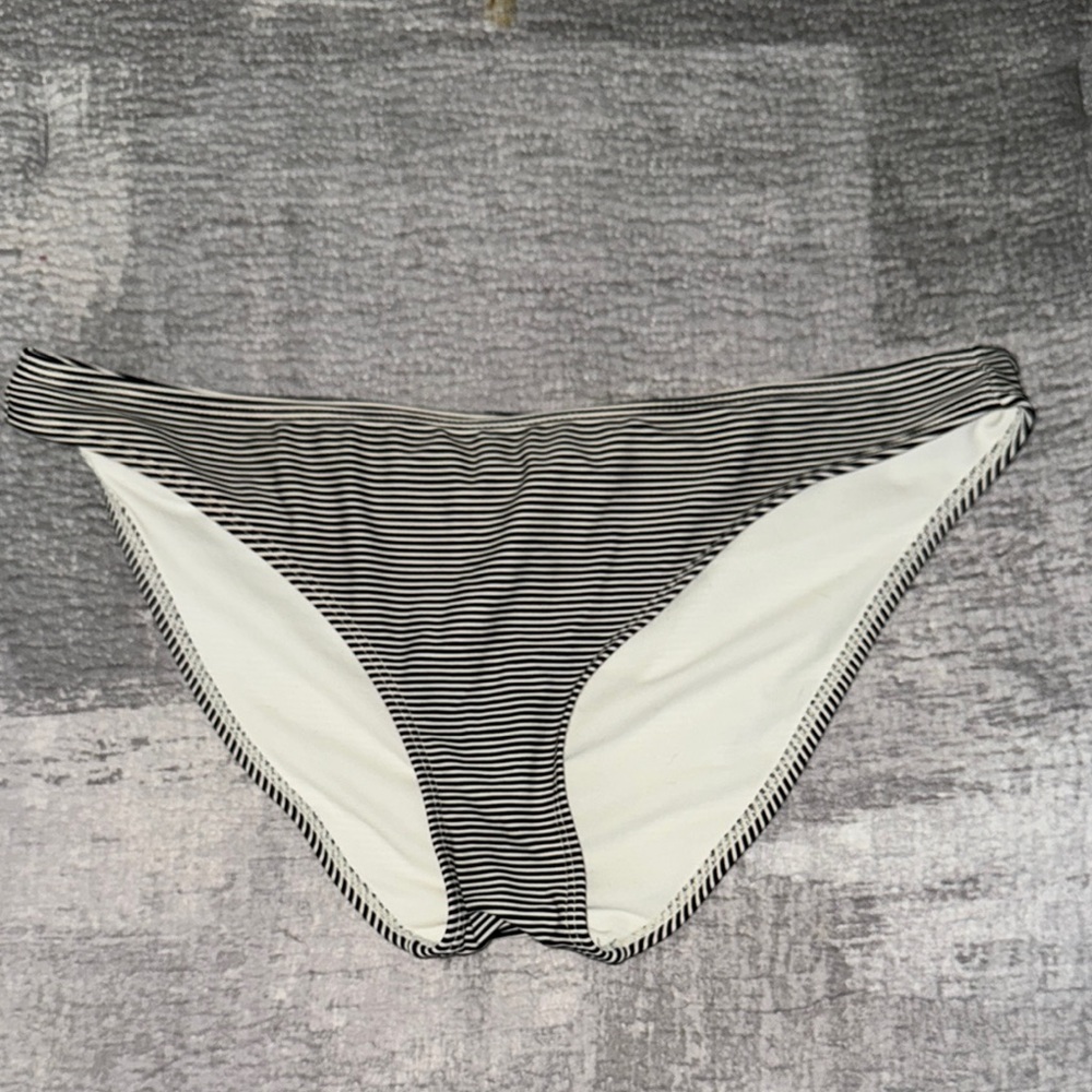 Striped Black and White Bikini Swim Bottom